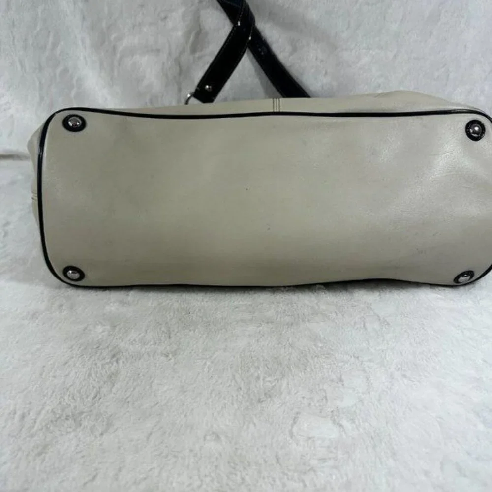 Vintage Coach Laura Leather Spectator Carryall Hand Bag Tote Off White Bone - Picture 10 of 16